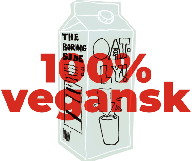 En oatly-kartong med teksten 100% veganer